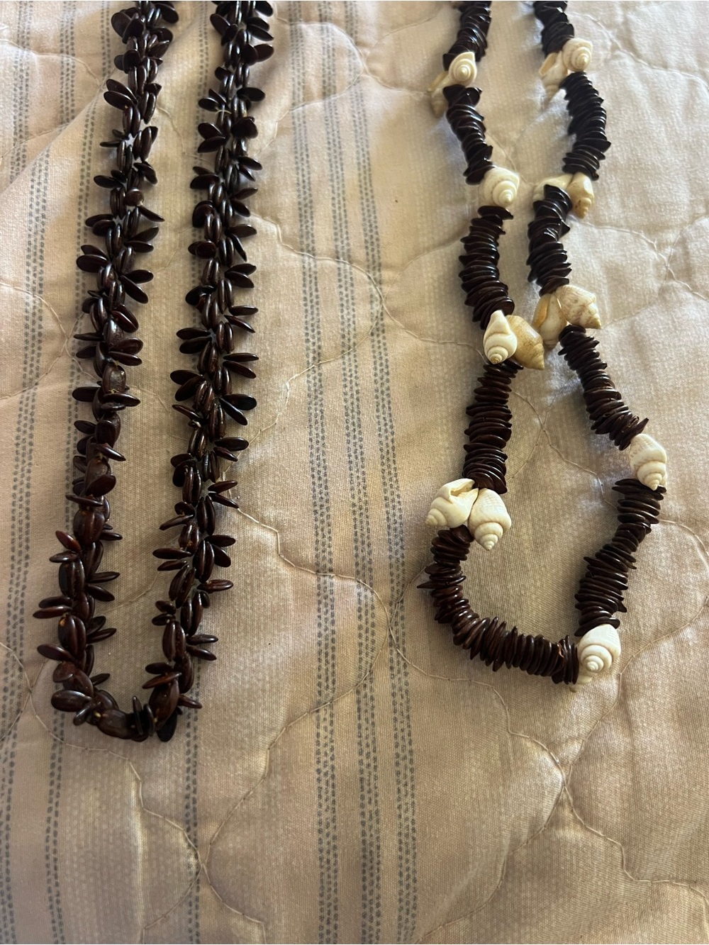 TWO APPLE SEEDS SHELL NECKLACES BEAUTIFUL HANDCRAFTED